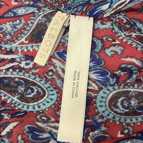 Talbots Woman’s Red Paisley Infinity Fashion Viscose Scarf- OSFM Approx 32”, 21” - Picture 7 of 8